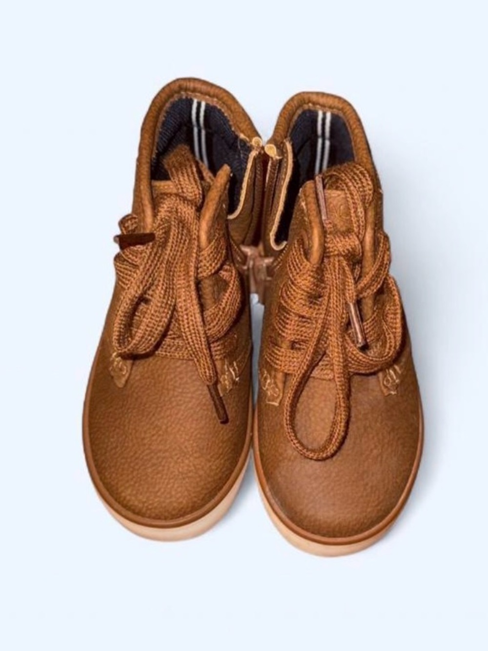 Nautica Youth Tan Brown Lace-Up Booties